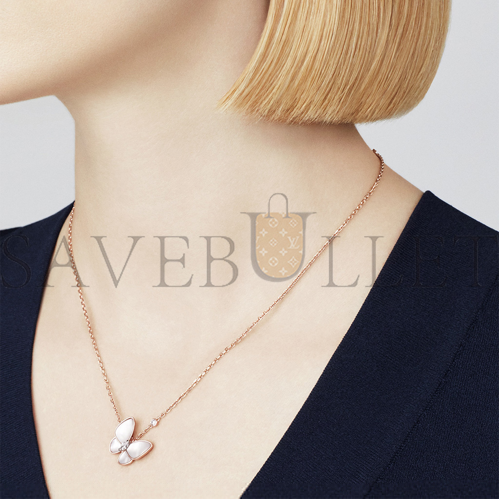 v*n cl*f arpels two butterfly pendant - rose gold, Di*m*nd, mother-of-pearl vcaro8fo00